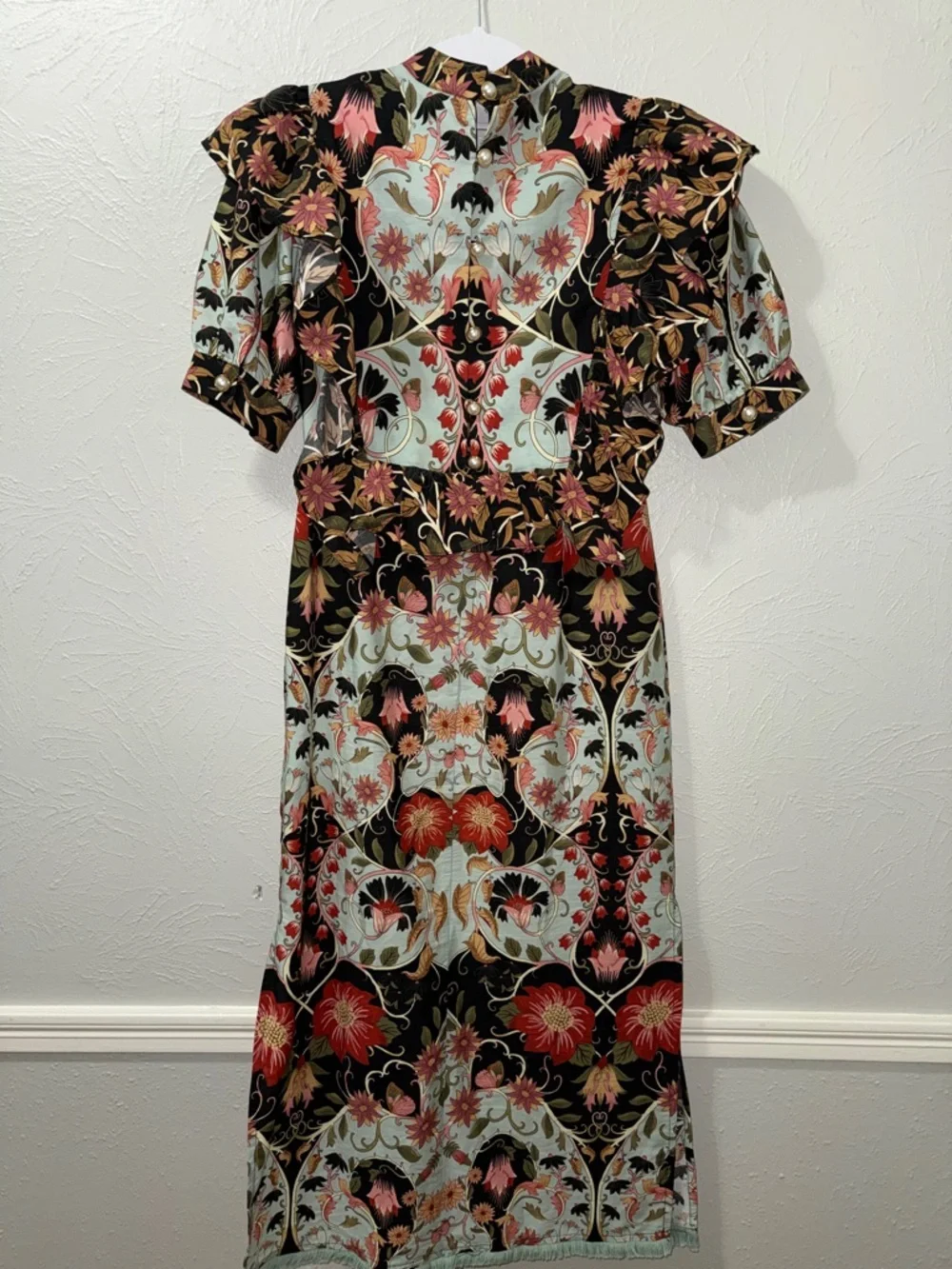 FARM Rio Blue Flowing Beauty Short Sleeve Midi Dress - Picture 3 of 5